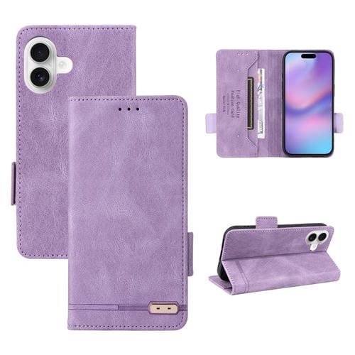 Funda de cuero con cierre magnético para iPhone 17 (morado)