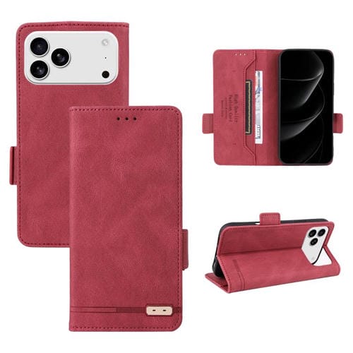 Funda de cuero con cierre magnético para iPhone 17 Pro Max (roja)