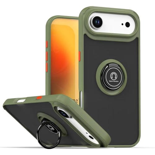 Funda de TPU + PC con aro para iPhone 17 Air Q Shadow 1 Series (verde militar)