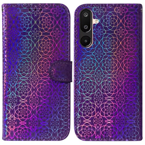 Funda de cuero con hebilla magnética colorida para Samsung Galaxy M16 5G / F16 5G / M36 5G (morada)