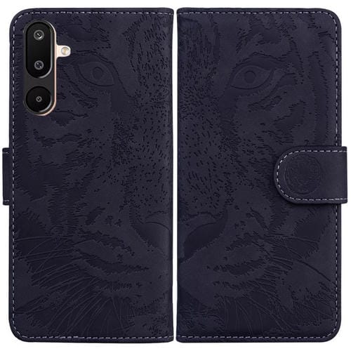 Funda de cuero con tapa y estampado de tigre para Samsung Galaxy M16 5G / F16 5G / M36 5G (negra)