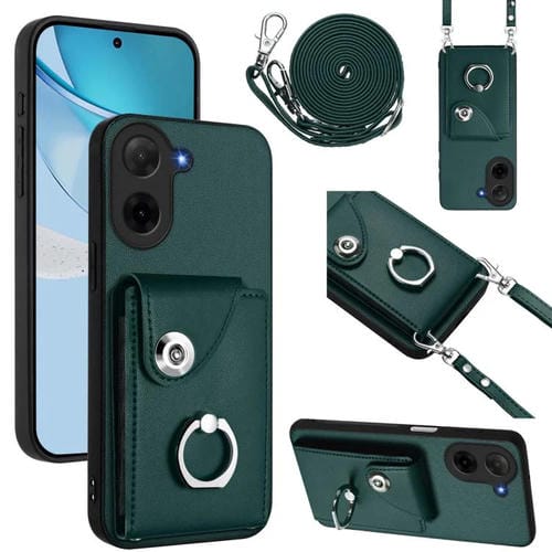Funda para Redmi A5 4G (171,7 mm) / Poco C71 con tarjetero y anilla, con cordón largo (verde)