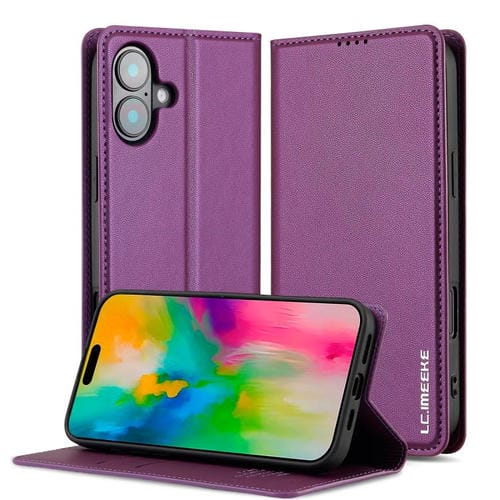 Funda de PU con textura fina esmerilada para iPhone 17 LC.IMEEKE L1 Series (morada)