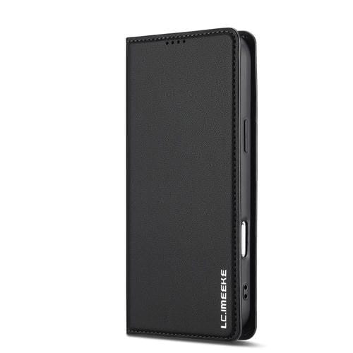 Funda de PU con textura fina esmerilada para iPhone 17 Pro LC.IMEEKE L1 Series (negra)