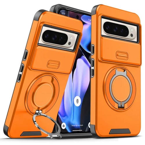 Funda deslizante con anillo protector de cámara para Google Pixel 10 Pro XL (naranja)