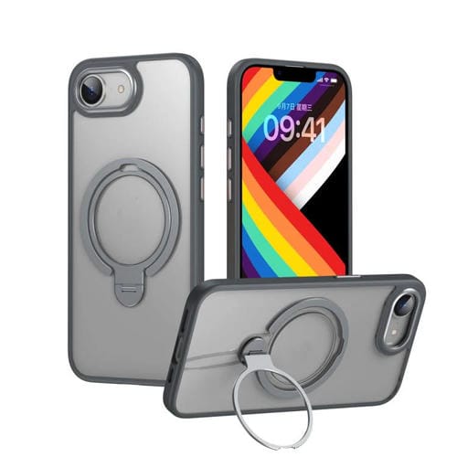 Funda para Teléfono Magsafe Doble Anillo para iPhone 16E (Gris Mate)