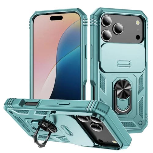 Funda deslizante de TPU + PC con soporte para iPhone 17 Pro Max (verde)