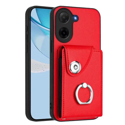 Funda para Redmi A5 4G (171,7 mm) / Poco C71 con tarjetero y anillo (roja)