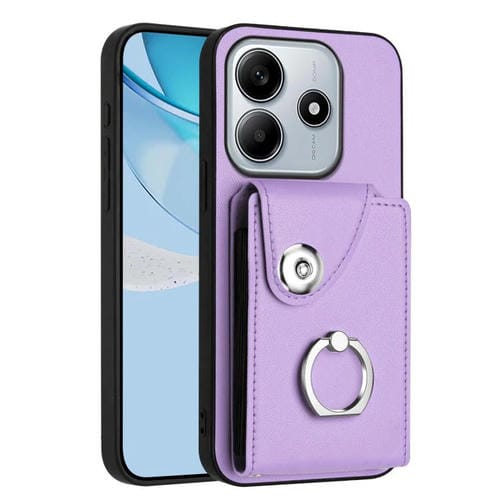 Funda para Redmi Note 14 5G con tarjetero y anillo (morado)