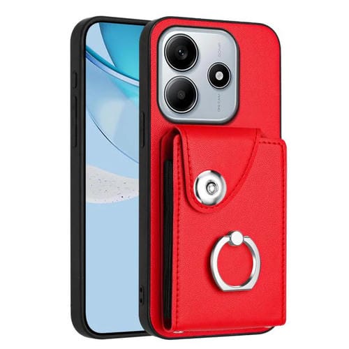 Funda para Redmi Note 14 5G con tarjetero y anillo (rojo)