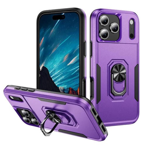 Funda Pioneer Armor de PC y TPU resistente con soporte para iPhone 17 Pro Max (morado y negro)