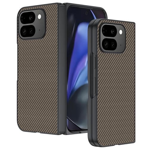 Funda ultrafina con textura de fibra de carbono para Google Pixel 10 Pro Fold (dorada)