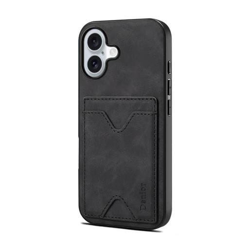 Funda trasera de PU con ranura para tarjetas para iPhone 17 Denior D06 (negra)