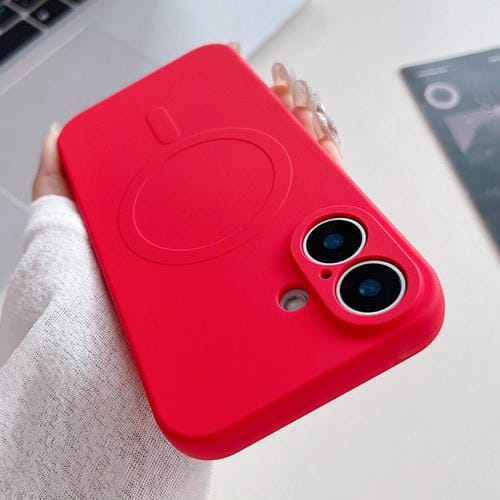 Funda magnética MagSafe de silicona líquida de color sólido para iPhone 17 (roja)