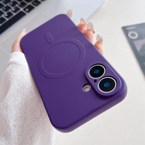 For iPhone 17 Solid Color Liquid Silicone MagSafe Magnetic Phone Case(Dark Purple)