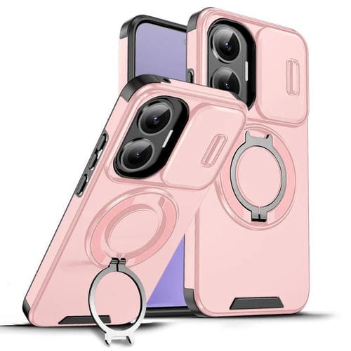 Funda con anillo deslizante para Redmi Turbo 4 Pro / Poco F7 (rosa)