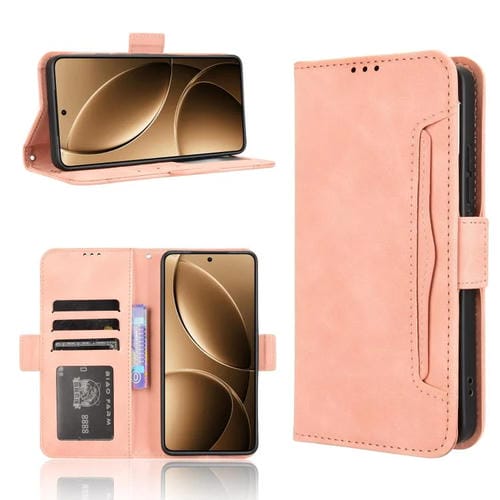 Funda de Piel Sintética con Textura de Becerro y Ranuras para Tarjetas para Redmi K80/K80 Pro (Rosa)