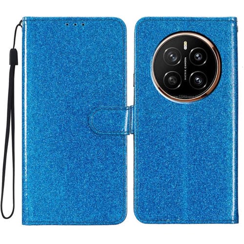 Funda de Cuero con Tapa y Purpurina para Teléfono Honor Magic7 (Azul)