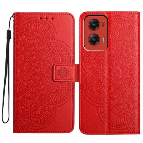 Funda de Cuero con Relieve Floral para Motorola Moto G Stylus 5G (2024) (Roja)