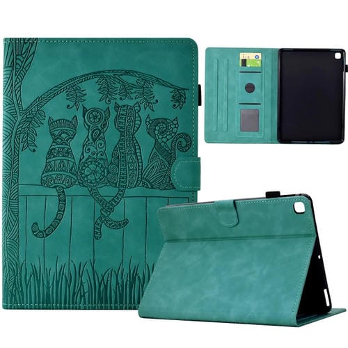 Funda para Tablet Samsung Galaxy Tab A7 Lite T220 Piel Relieve Gatos (Azul Claro)
