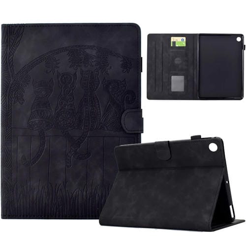 Funda para Tablet Samsung Galaxy Tab A8 10.5 (2021) X205 con Relieve de Gatos (Negra)