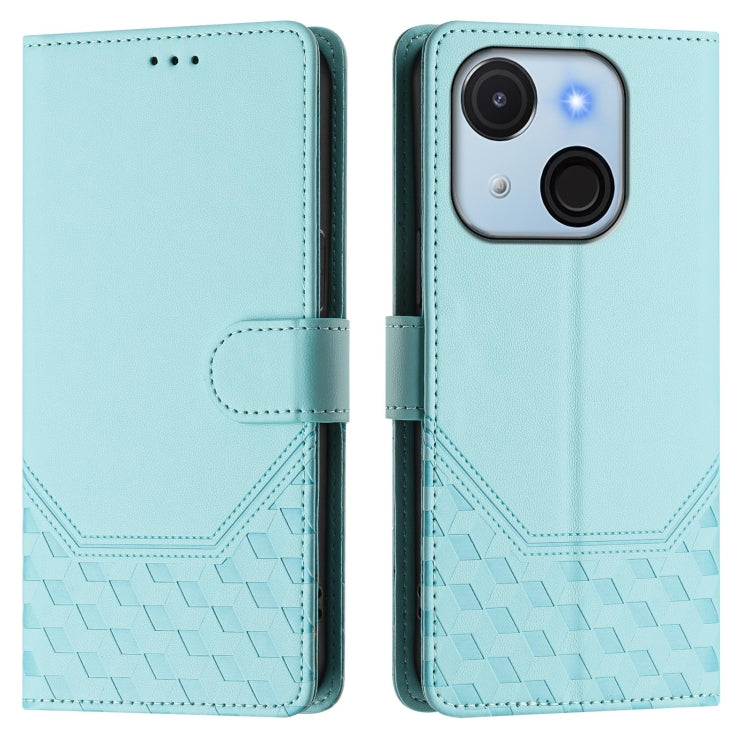 Funda de Cuero Rfid con Relieve en Panal para Teléfono Itel A50C (Verde Menta)