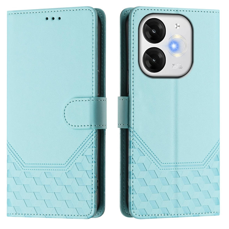 Funda de Cuero Rfid con Relieve en Panal para Teléfono Itel A80 4G (Verde Menta)