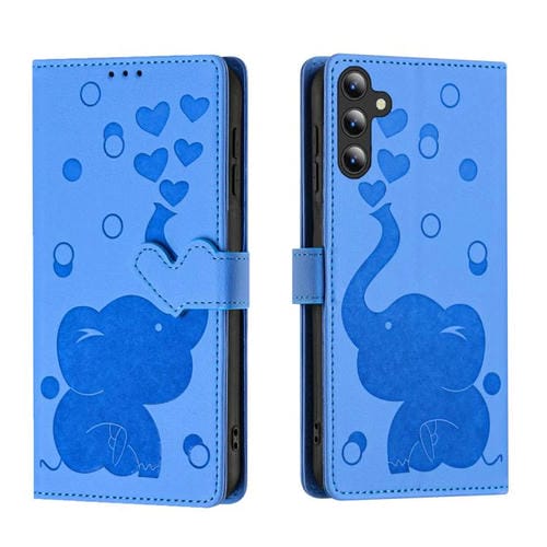 Funda de piel con relieve de elefante para Samsung Galaxy A17 5G / A26 5G (azul)