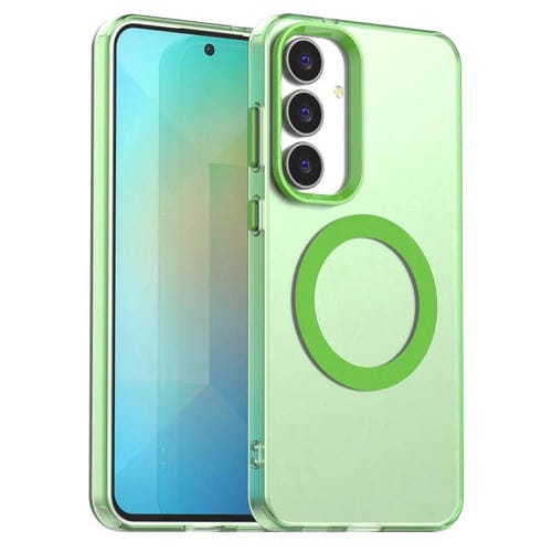 Funda híbrida de TPU y PC con Magsafe Candy para Samsung Galaxy S25 FE 5G (verde)