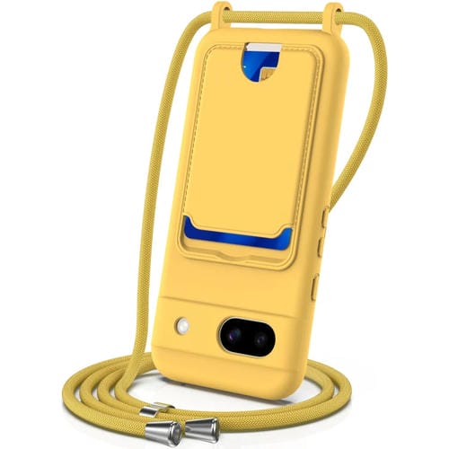 Funda Silicona Líquida con Cordón y Tarjetero para Google Pixel 8A (Amarillo)