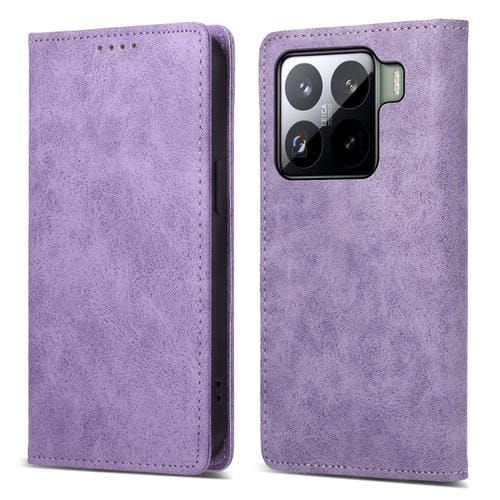 Funda De Cuero Rfid Magnética Para Xiaomi 15 Pro Business, Color Sólido (Morado)