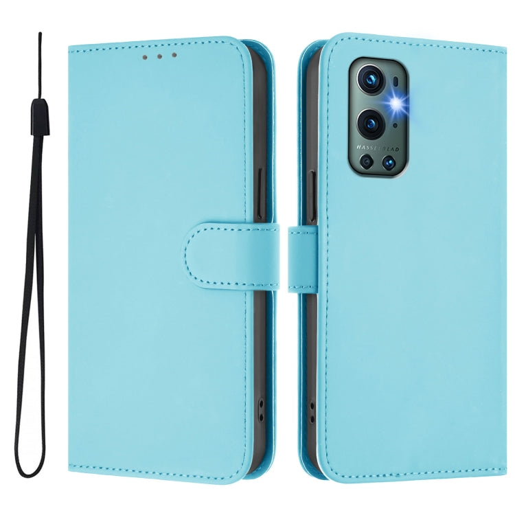 Funda de Cuero con Cordón para OnePlus 9 Pro Skin Feel (Azul Cielo)