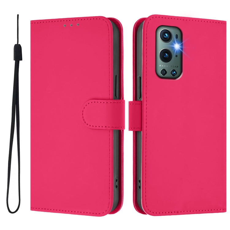 Funda de Cuero con Cordón para OnePlus 9 Pro Skin Feel (Rosa Rojo)