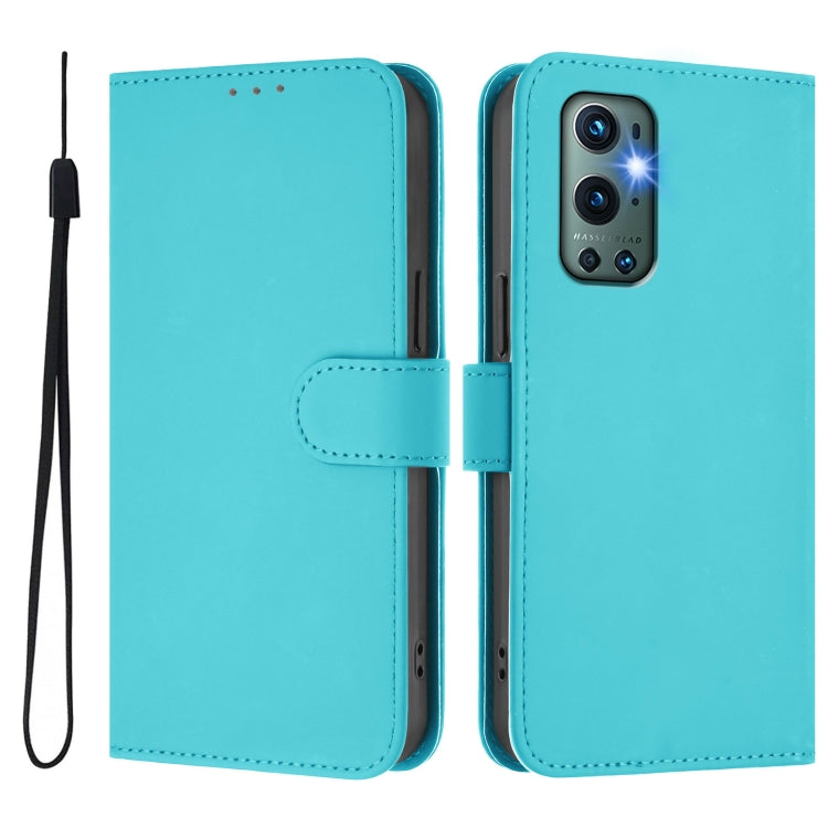 Funda de Piel para OnePlus 9 Pro con Tacto Suave y Color Azul Lago