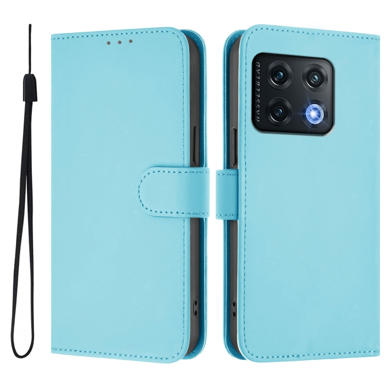 Funda de Cuero con Cordón para OnePlus 10 Pro 5G con Tacto de Piel (Azul Cielo)