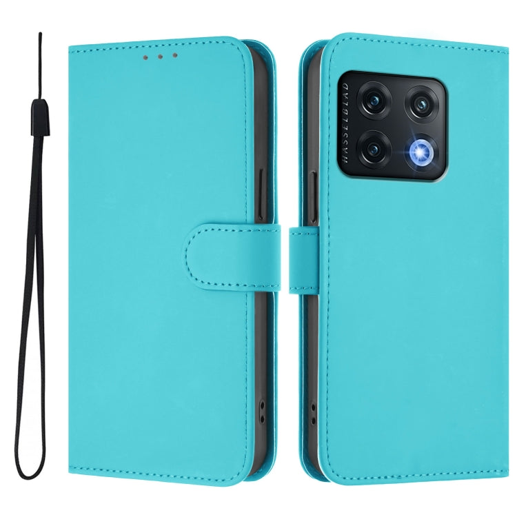 Funda de Cuero con Cordón para OnePlus 10 Pro 5G con Tacto de Piel (Azul Lago)