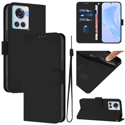Funda de Cuero con Cordón para OnePlus 10R/Ace Skin Feel (Negro)