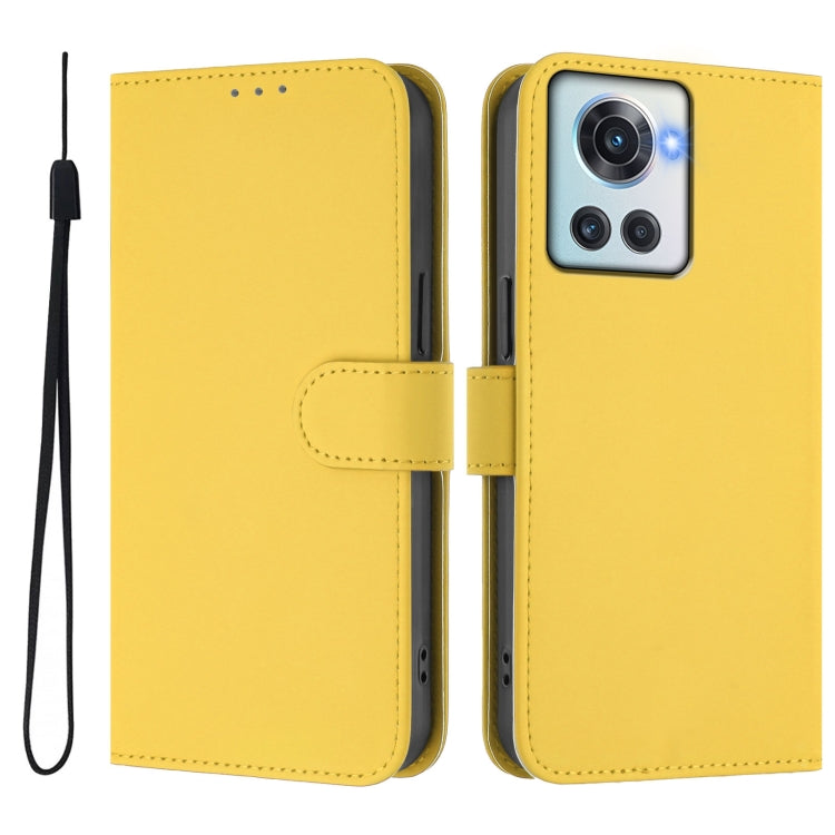 Funda de Piel con Cordón para OnePlus 10R/Ace con Tacto de Piel (Amarillo Limón)