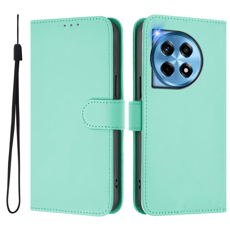 Funda de Cuero con Cordón para OnePlus 12 5G con Tacto de Piel (Verde Menta)