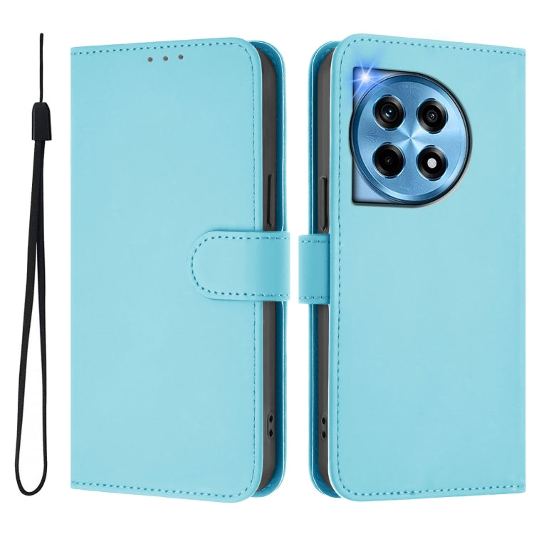Funda de Cuero con Cordón para OnePlus 12 5G con Tacto de Piel (Azul Cielo)