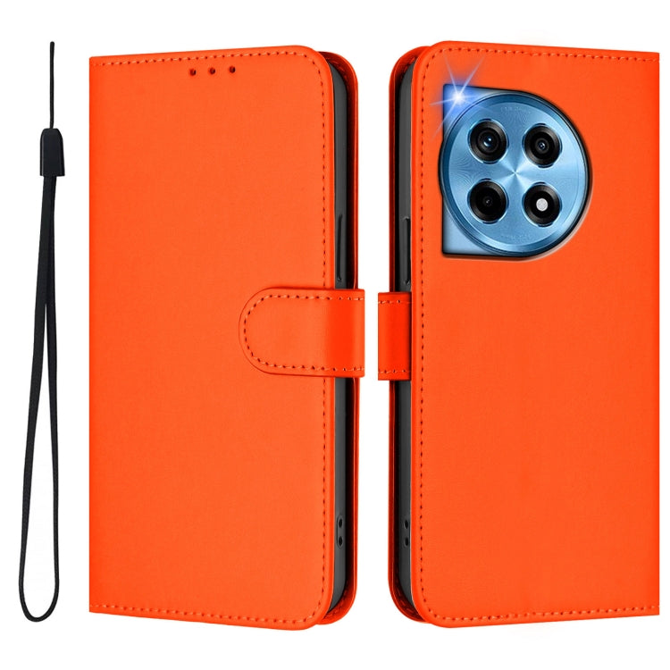 Funda de Cuero con Cordón para OnePlus 12R 5G con Tacto de Piel (Naranja)