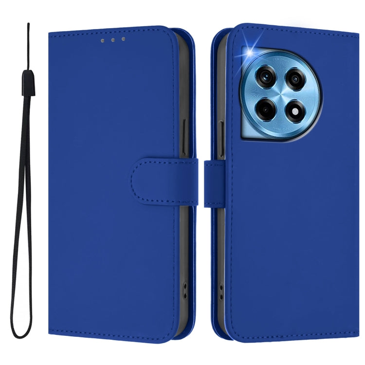 Funda de Cuero con Cordón para OnePlus 12R 5G con Tacto de Piel (Azul Oscuro)