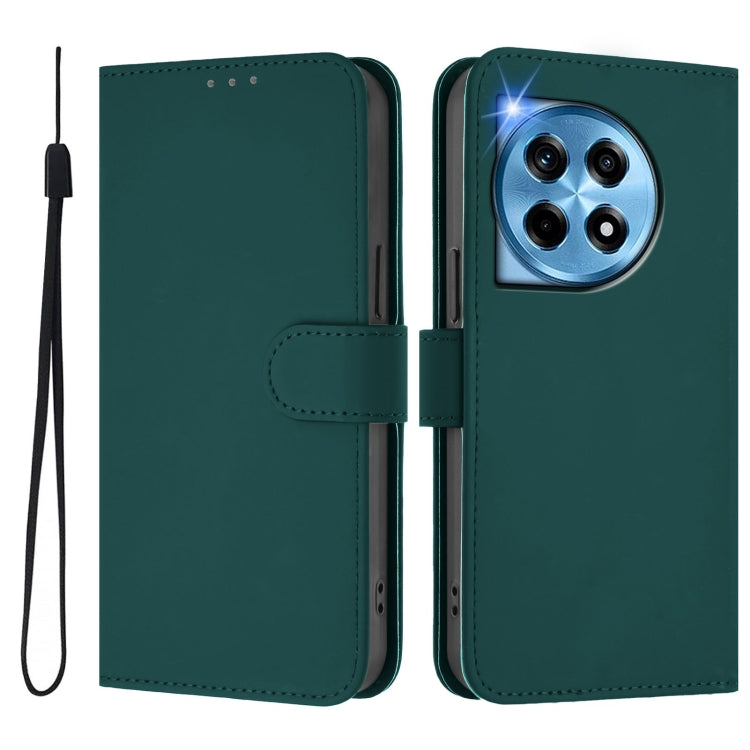 Funda de Cuero con Cordón para OnePlus 12R 5G con Tacto de Piel (Verde Oscuro)