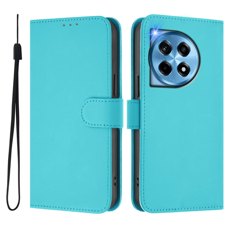 Funda de Cuero con Cordón para OnePlus 12R 5G Tacto Piel (Azul Lago)