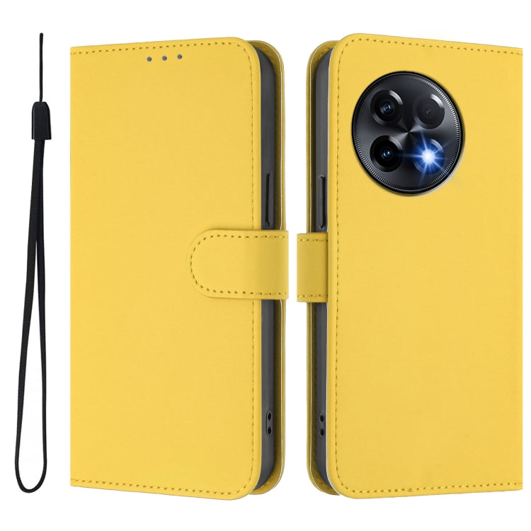 Funda de Cuero con Cordón para OnePlus 11R 5G con Tacto de Piel (Amarillo Limón)