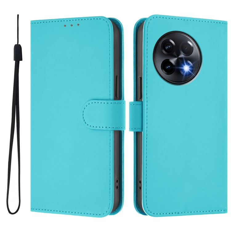 Funda de Cuero con Cordón para OnePlus 11R 5G Diseño Global Skin Feel (Azul Lago)