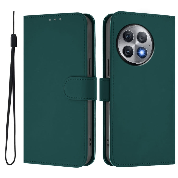 Funda de Cuero con Cordón para OnePlus Ace 2 Pro 5G con Tacto de Piel (Verde Oscuro)