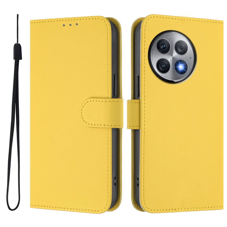 Funda de Cuero Textura Piel para OnePlus Ace 2 Pro 5G con Cordón (Amarillo Limón)