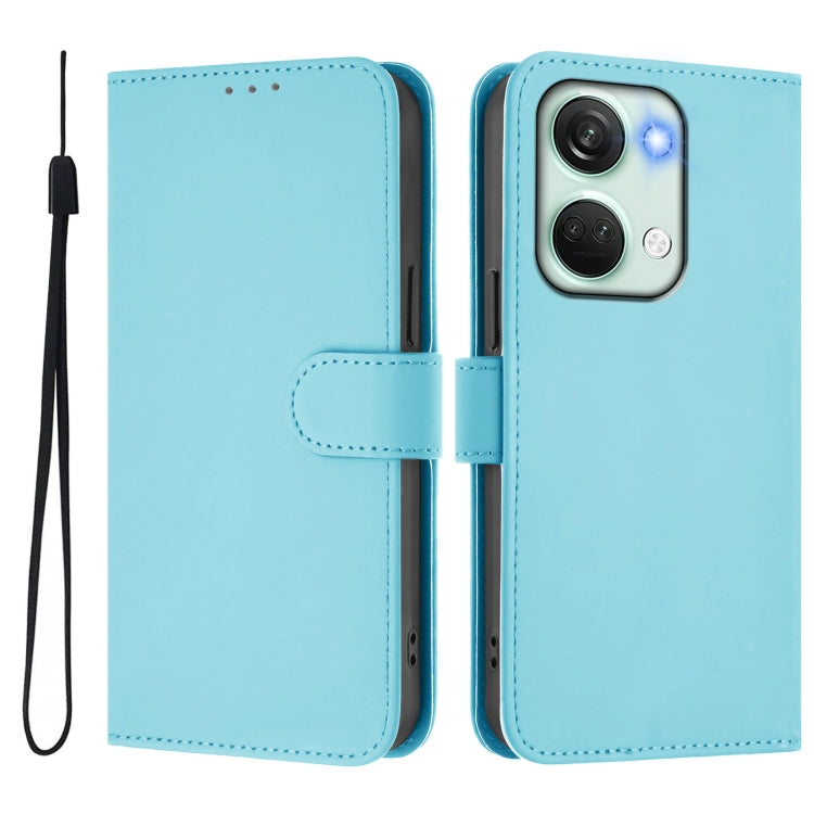 Funda de Piel para OnePlus Nord 3 Ace 2V con Textura y Cordón (Azul Cielo)