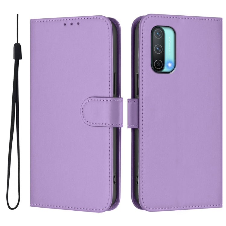 Funda de Cuero con Cordón para OnePlus Nord Ce 5G (Morado Lavanda)